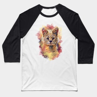 Serval face wild cat watercolor african cat Baseball T-Shirt